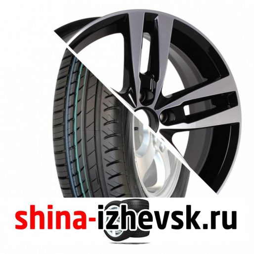 Колесо в сборе Viatti Strada (V-130) 205/55 R16 V 91 + КиК Rassvet 6.5xR16 5×114.3 ET45 DIA66.1 Черный глянцевый с полированными элементами лицевой поверхности в Ижевске